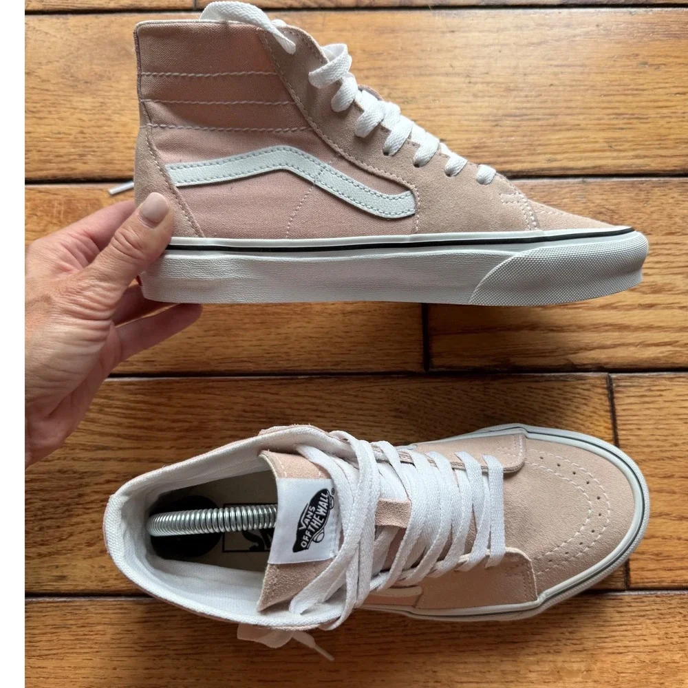 Vans Sk8-Hi Sneakers Womens 8 Peach Pink High Top Suede Canvas Classic Shoes